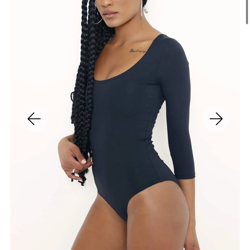 Blackmilk Matte Black 3/4 Sleeve bodysuit